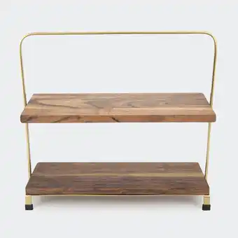 Kmart 2 tier gold look stand with rectangle serving boards offer