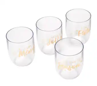 Kmart 4 pack stemless plastic wine glasses offer