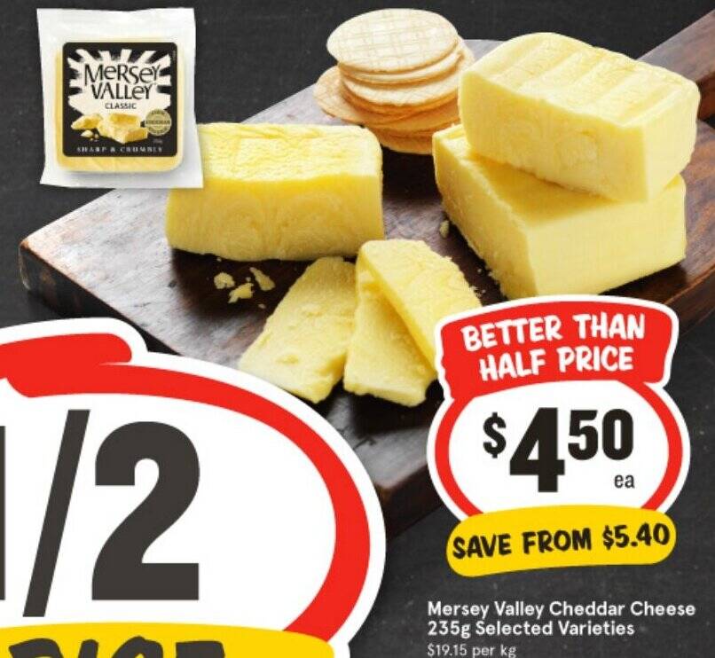 Mersey Valley Cheddar Cheese 235 g offer at IGA