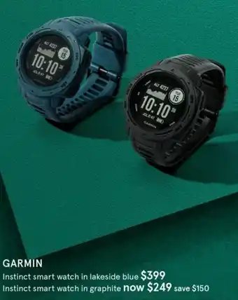 Myer Garmin Instinct Smart Watch In Lakeside Blue offer