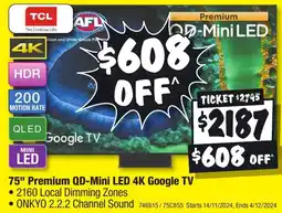 JB Hi-Fi 75" Premium QD-Mini LED 4K Google TV offer