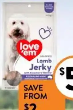 Foodworks Love 'em Beef Liver or Beef, Lamb Jerky offer