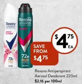 Foodworks Rexona Antiperspirant Aerosol Deodorant offer