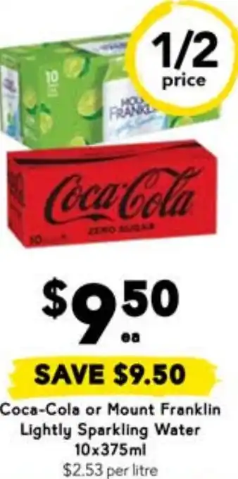 Drakes Coca-Cola or Mount Franklin Lightly Sparkling Water offer