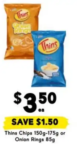 Drakes Thins Chips 150g-175g or Onion Rings 85g offer