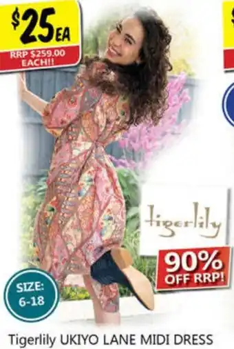 NQR Tigerlily ukiyo lane midi dress offer