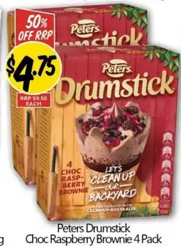 NQR Peters Drumstick Choc Raspberry Brownie 4 Pack offer