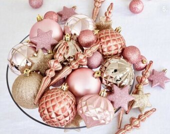 Luxe 50pk Shatterproof Ornaments In Pink And Champagne