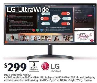 ALDI LG 34" Ultra Wide Monitor offer