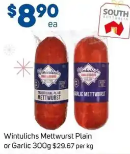 Foodland Wintulichs Mettwurst Plain or Garlic offer