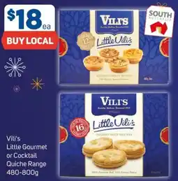 Foodland Vili's Little Gourmet or Cocktail Quiche Range offer