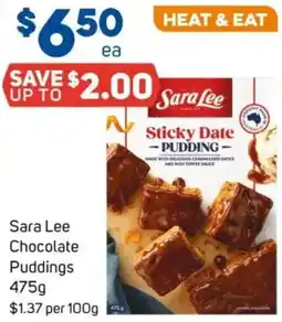 Foodland Sara Lee Chocolate Puddings offer
