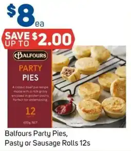 Foodland Balfours Party Pies, Pasty or Sausage Rolls 12s offer
