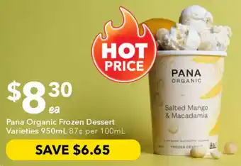 Ritchies Pana Organic Frozen Dessert Varieties offer