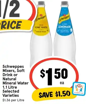 Ritchies Schweppes Mixers, Soft Drink or Natural Mineral Water offer