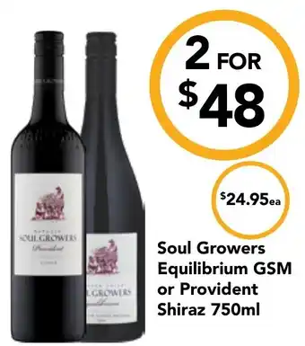 Cellarbrations Soul Growers Equilibrium GSM or Provident Shiraz offer