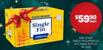 Harry Brown Gage roads single fin summer ale bottles or cans offer