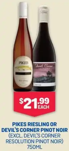 SipnSave Pikes riesling or devil's corner pinot noir offer