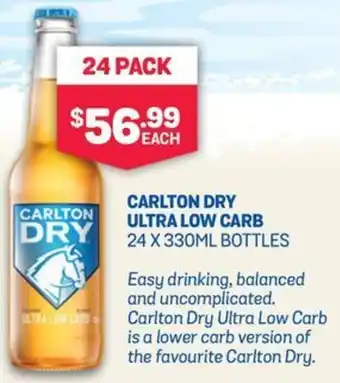 SipnSave Carlton dry ultra low carb bottles offer