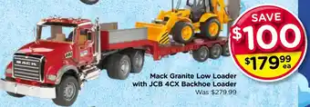 Toyworld Mack Granite Low Loader with JCB 4CX Backhoe Loader offer