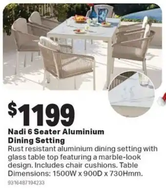 Mitre 10 Nadi 6 Seater Aluminium Dining Setting offer