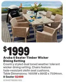 Mitre 10 Aruba 6 Seater Timber Wicker Dining Setting offer