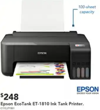 Harvey Norman Epson EcoTank ET-1810 Ink Tank Printer offer