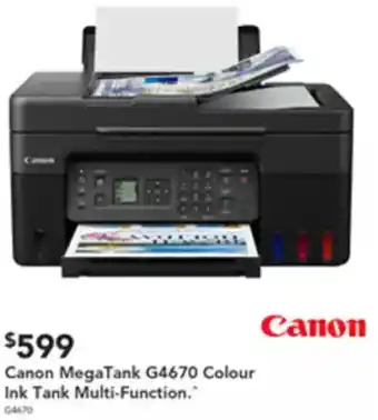 Harvey Norman Canon MegaTank G4670 Colour Ink Tank Multi-Function offer