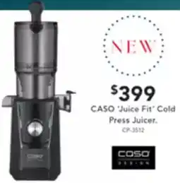 Harvey Norman CASO 'Juice Fit Cold Press Juicer offer