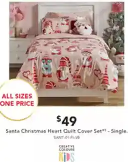 Harvey Norman Santa Christmas Heart Quilt Cover Sets - Single offer