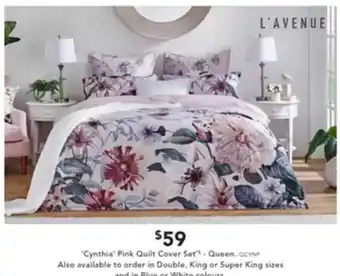 Harvey Norman 'Cynthia' Pink Quilt Cover Set offer