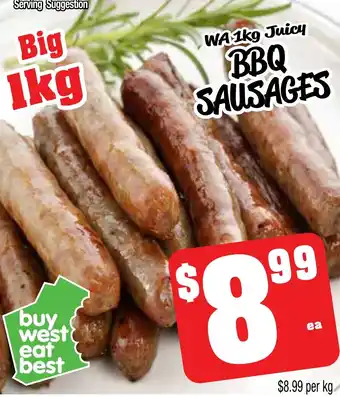 Farmer Jack's Bbq sausages offer