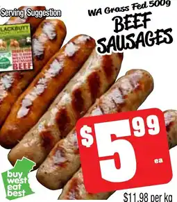 Farmer Jack's Beef sausages offer