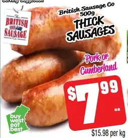 Farmer Jack's Thick sausages offer