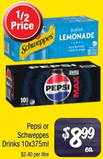 Farmer Jack's Pepsi or Schweppes Drinks offer