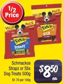 Farmer Jack's Schmackos Strapz or Stix Dog Treats offer