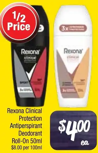 Farmer Jack's Rexona Clinical Protection Antiperspirant Deodorant Roll-On offer