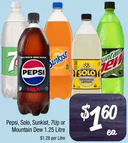 Pepsi, Solo, Sunkist, 7Up or Mountain Dew