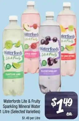 Farmer Jack's Waterfords Lite & Fruity Sparkling Mineral Water offer