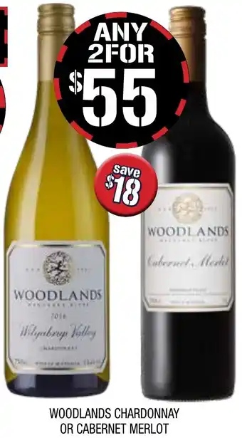 Farmer Jack's Woodlands chardonnay or cabernet merlot offer