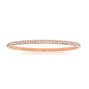 Shiels Stainless Steel Rose Gold Plated Crystal 3mmx65mm Bangle offer