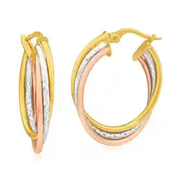 Shiels 9ct Yellow Gold, White Gold & Rose Gold Hoop Earrings Kali offer