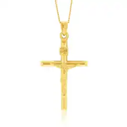 Shiels 9ct Yellow Gold Silverfilled Crucifix Cross Pendant offer