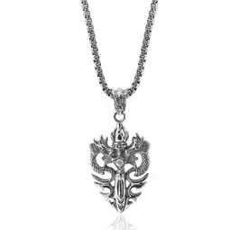 Shiels Stainless Steel Double Dragon Pendant with 50cm Chain offer