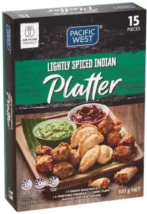 IGA Pacific West Lightly Spiced Indian Platter or Curry Puffs 300g offer