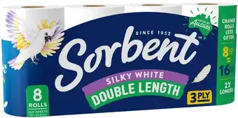 IGA Sorbent Double Length Toilet Tissue 8 Pack offer