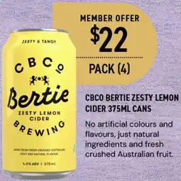 Dan Murphy's Cbco bertie zesty lemon cider offer