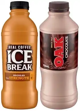 IGA Ice Break Real Coffee or Oak Flavoured Milk 750mL Selected Varieties offer