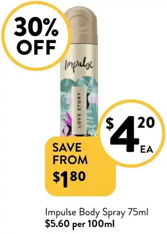 Foodworks Impulse Body Spray offer