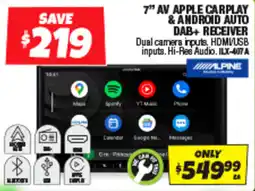 Autobarn 7" av apple carplay & android auto dab+ receiver offer